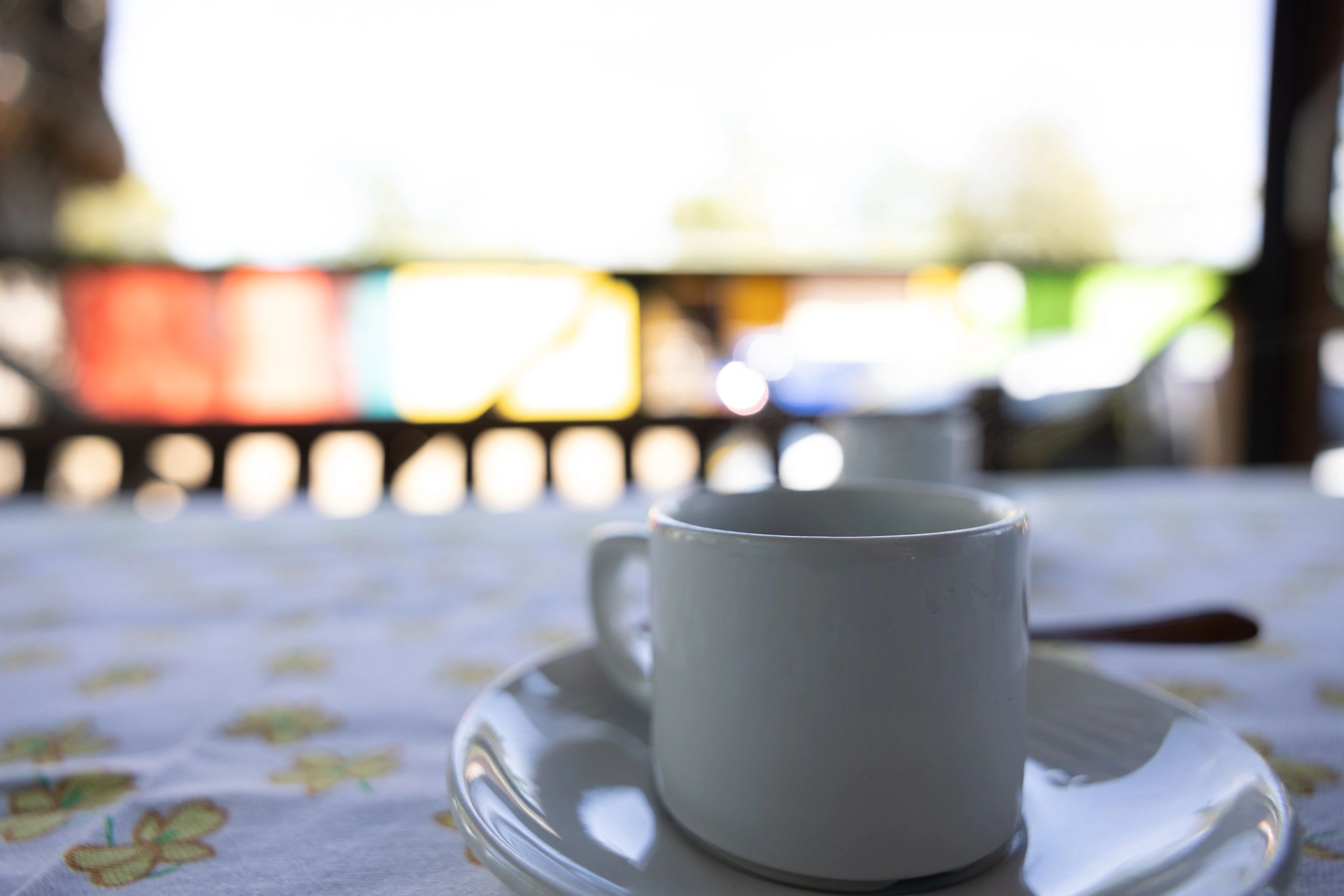Espresso cup on a café table